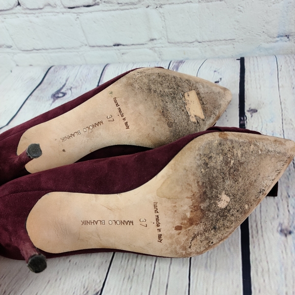 Manolo Blahnik maroon heels with bows size 37 - Picture 8 of 8